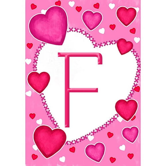 America Forever Flags Monogram Letter F Garden Flag - Happy Valentine's Day - 12.5 x 18 Inches, Holiday Love Hearts Valentine Flag, Seasonal Yard Outdoor Decorative Double Sided Flag