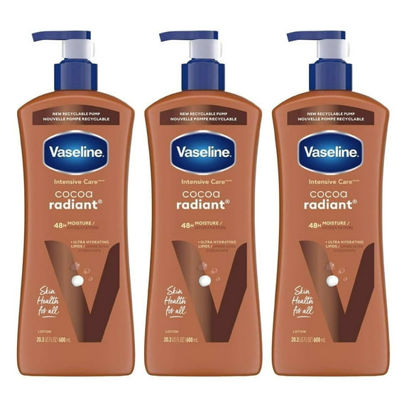 Vaseline Intensive Care Radiant Cocoa Lotion 20.3 Ounce (600ml) (Pack of 3)