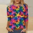 thumbnail image 2 of CYMMPU Tunic Tops Crew Neck Blouses for Women Dressy Casual Spring Tops Flower Printed Summer Trendy Shirts 3/4 Sleeve Loose Fit Lightweight Basic Tees Multicolor XXXL, 2 of 5