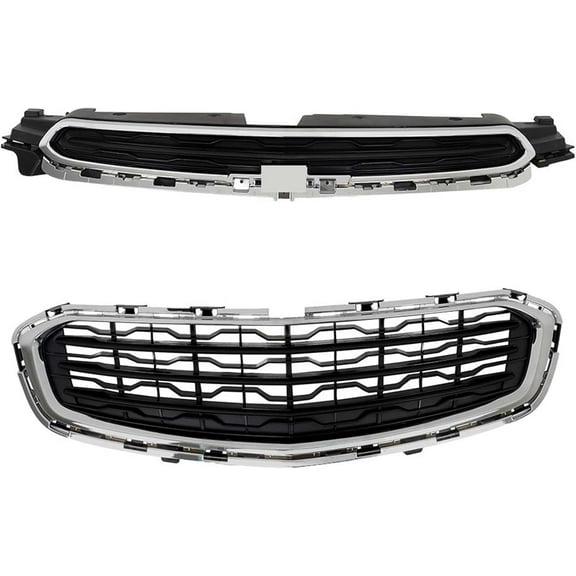 Genrics Front Grille Upper and Lower Black with Chrome Frame Mesh Style Replacement for Cruze Limited 2015 2016 GM1200747