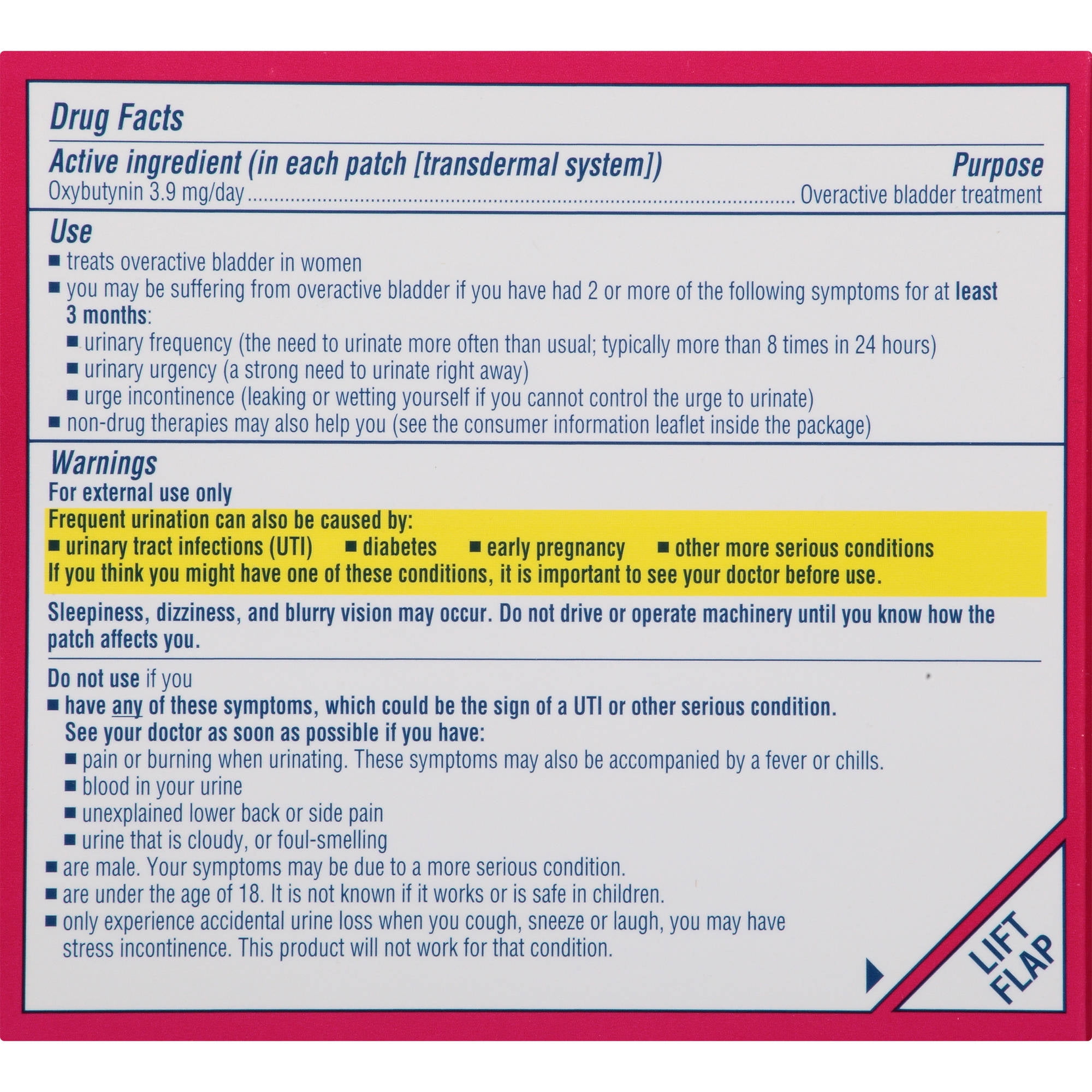 Oxytrol for Women Overactive Bladder Patch 4 ea