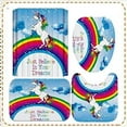 thumbnail image 2 of 4PCS Cute Colorful Unicorn Shower Curtain Sets with Rugs, Waterproof Fabric Rainbow Shower Curtain, Cartoon Butterfly Moon Star Love Cloud Kawaii Teen Girls Kids Bathroom Decor, Daughter Gifts, 2 of 6
