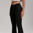thumbnail image 5 of Women'S Flare Skinny Pants Fold over Leggings Bell Bottom Slim Fit Yoga Pants Y2k Joggers Black L, 5 of 8