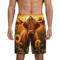 thumbnail image 3 of Lsque Vintage Sunflower Cow B Mens Sleep Pajama Shorts,Short Pajama Pants, Cotton Ultra-Soft Knit-4X-Large, 3 of 9