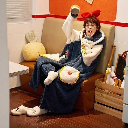 

PIKADINGNIS Winter Pyjamas Loose Version Women Sleepwear Plus Size XXL Intensification Nighty Plush Set Medium Style Hooded Pajamas женский