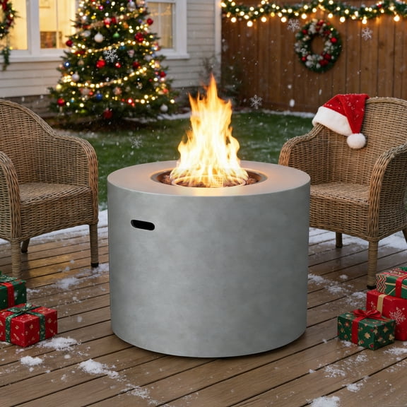 32" Round Propane Fire Pit Table, 50,000 Btu Gas Fireplace, Csa Approved Outdoor Heater For Patio, Garden & Dining