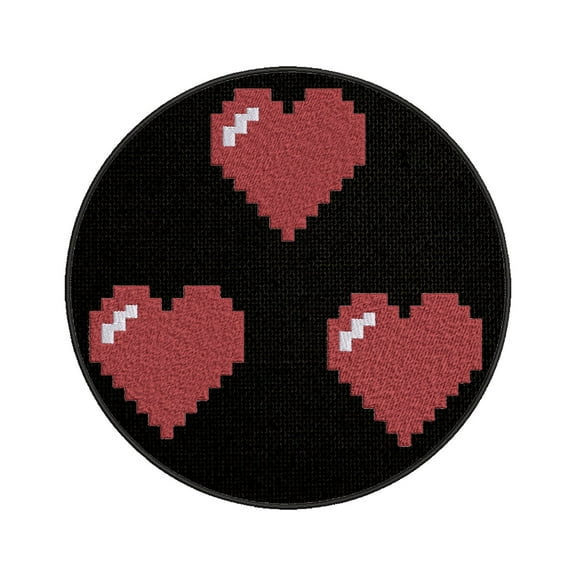Gaming Life Hearts Retro Embroidered Patch Iron-On Applique, Cosplay Vest Clothing Badge Back Packs Uniform DIY Geeks and Gamers Table Top