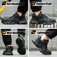 thumbnail image 2 of Steel Toe Shoes for Women Men Wide Non Slip Composite Work Sneakers Indestructible Comfortable Safety Shoes Lightweight Breathable Construction Sneakers Puncture Proof Ergonomic Design Black, 2 of 6
