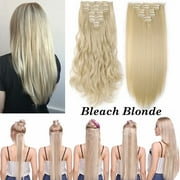 Benehair Clip in Hair Extensions Full Head Long Thick 8 Pieces Hair 18 Clips Curly Wavy Straight Hairpieces 100% Real Natural as Human Best Hair Set 26'' Straight Bleach Blonde