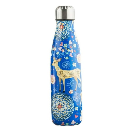 

Saisrt 500Ml Double Walled Vacuum Flask Insulated Stainless Steel Water Bottle Leak Proof Cola Shape Portable Water Bottle Blue