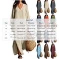 thumbnail image 3 of Guieoi Shift Dresses for Women 2026 Fall Long-Sleeve V-neck Cotton-Linen Split-Hem Dress Red L, 3 of 7