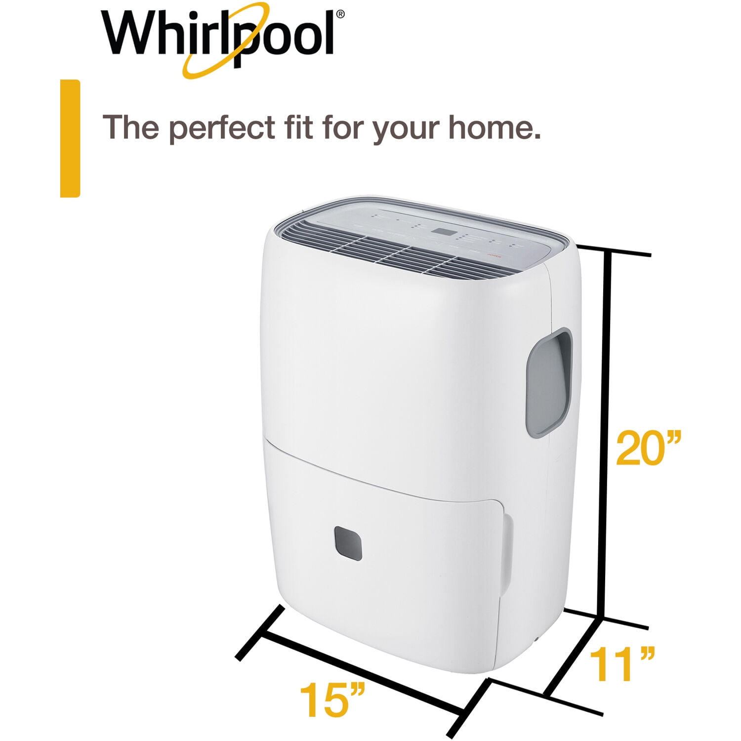 Whirlpool 20 Pt. 1,500 Sq. ft. Dehumidifier in White - Automatic Shut-off, Bucket Full Indicator