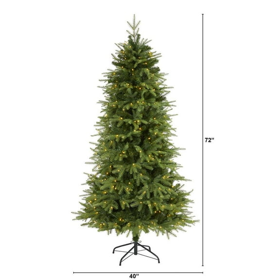 Nearly Natural 6ft. Vancouver Fir Natural Look Artificial Christmas Tree with 350 Clear LED Lights and 1870 Bendable Branches