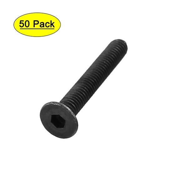 50Pcs Black M3 x 20mm Alloy Steel Hex Socket Flat Head Countersunk Screws Bolts