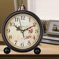 thumbnail image 4 of Loud Alarm Clock, Vintage Retro Decorative Quiet Non-Ticking Night Light, Quartz Analog Desk Table Clock Battery Operated (Roses), 4 of 5