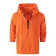thumbnail image 2 of Sudadera con capucha cálida de manga larga con cremallera de gofre para hombre, color sólido, fresco, Otoño e Invierno, 2 of 3