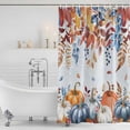 thumbnail image 3 of Blue Pumpkins Fall Shower Curtain, Waterproof Shower Curtains for Bathroom, Autumn Eucalyptus Thanksgiving Vintage Washable Fabric Bathtub Curtain Set Bath Decor with 12 Hooks Extra Long 72"x96", 3 of 8