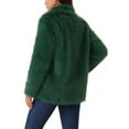 thumbnail image 3 of INSPIRE CHIC Women's Faux Fur Coat Long Sleeve Pockets Lapel Shaggy Warm Winter Overcoat Fluffy Jackets M Dark Green, 3 of 5