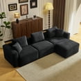 thumbnail image 6 of Zimtown 112''W Modular Sectional Sofa L Shaped 3-Seat Cloud Sofa Comfy Corduroy Couch with Chaise Lounge, Black, 6 of 10