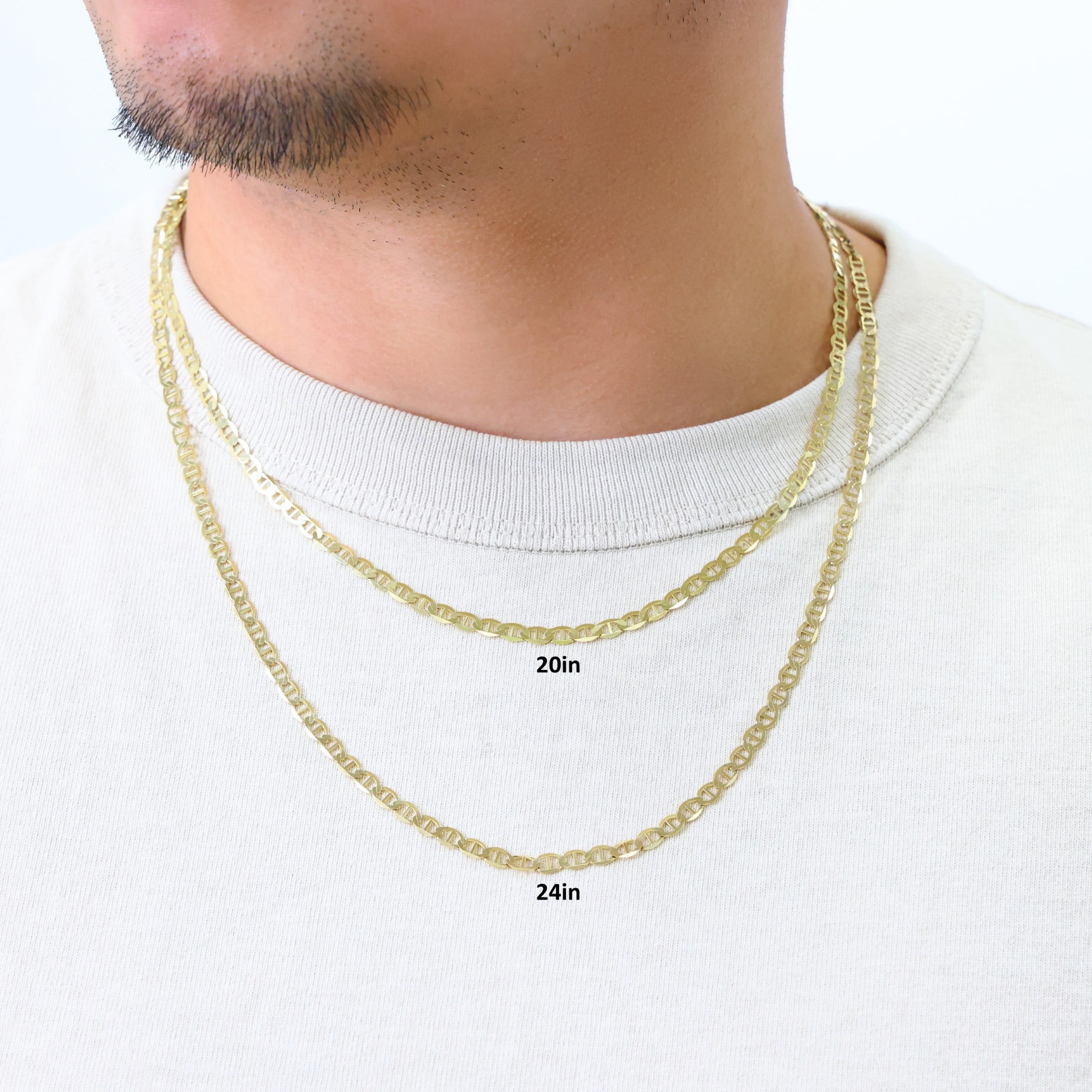 Nuragold 10k Real Yellow Gold Solid Mariner 4mm Chain Anchor Link Necklace (16"-30") Italian Jewelry for Men & Women