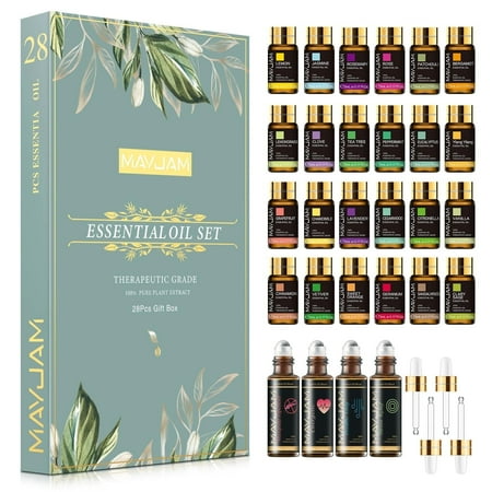 MAYJAM 28 Pack Therapeutic Grade Essential Oils Set, Aromatherapy Oil Diffuser Oils For Diffusers Relaxation