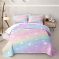 thumbnail image 2 of meiyoeat Colorful Gradient Quilt Full,Cute Rainbow Stars Print Full Bedspread Sets For Girl,3 Pieces, 2 of 7