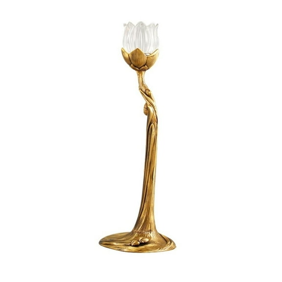 Brass Glass Candlestick Ornaments Home Atmosphere Light  Decorative Candle Holder