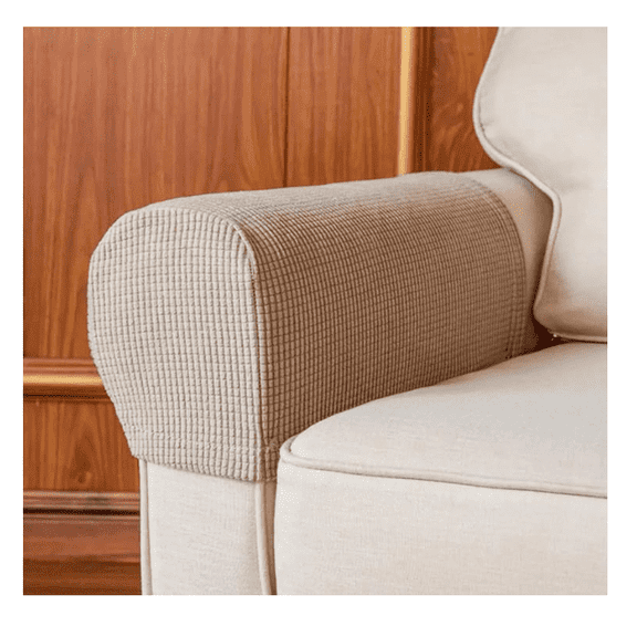 Garayma 4pcs Armrest CoversStretch Fabric Armrest Covers Anti-Slip Sofa Arm Chair Slipcovers Furniture Protectors Sand