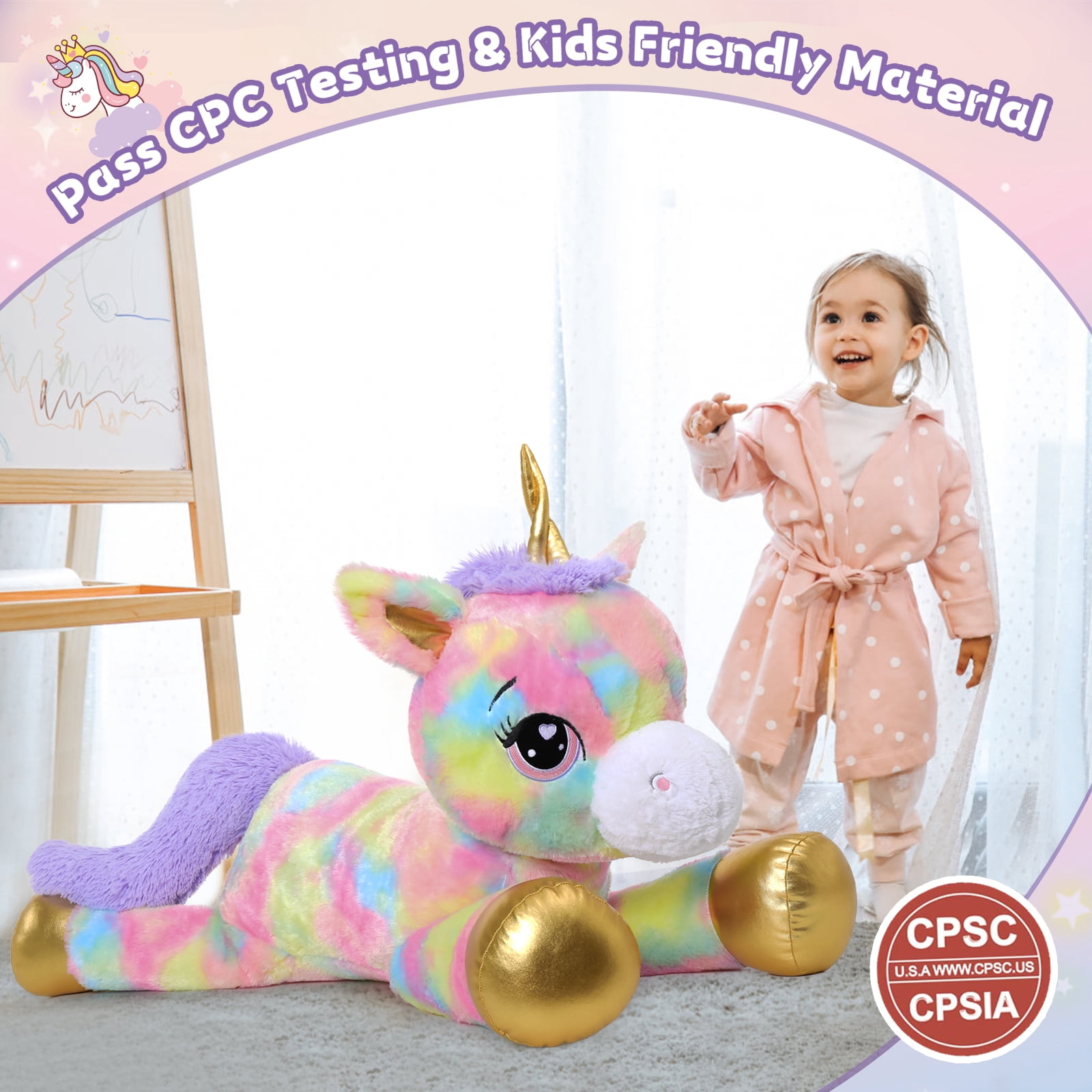 MaoGoLan 43'' Giant Unicorn Stuffed Animal Cute Colorful Unicorn Plush Toy