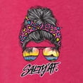 thumbnail image 2 of Messy Bun Salty AF | Cool Neon Leopard Print Bandana | Fashion Tri-Blend Racerback Sleeveless Top, Shocking Pink, S, 2 of 5