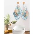 thumbnail image 2 of Watercolor Marine Life Kitchen Dish Towels for Drying Dishes Set of 3, Ocean Corals Shells Starfish Blue Plaid Waffle Weave Microfiber Hand Tea Bathroom Towels Quick Dry & Absorbent Towel 12x12, 2 of 7