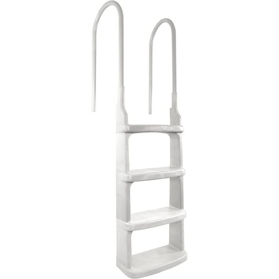 CSPP Easy Incline White Pool Deck Ladder for 48 to 54 Inch Above Ground Pools