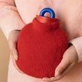 thumbnail image 2 of Small Size Hot Water Bottle With Soft Fleece Cover Warm Water Bag Hand and Bed Warmers for Winter Indoor Outdoor Cold Day, 2 of 9
