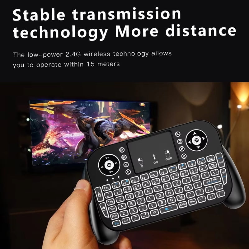 RGB Mini Keyboard Bluetooth 5.0 Keyboard 2.4G Wireless Keyboard Dual-mode Rechargeable Keyboard with Toucad for Android TV Box