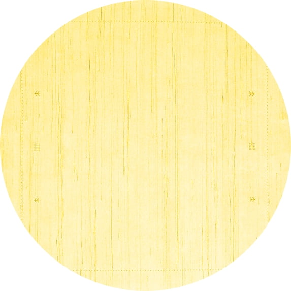 Ahgly Company Machine Washable Indoor Round Solid Yellow Modern Area Rugs, 7' Round