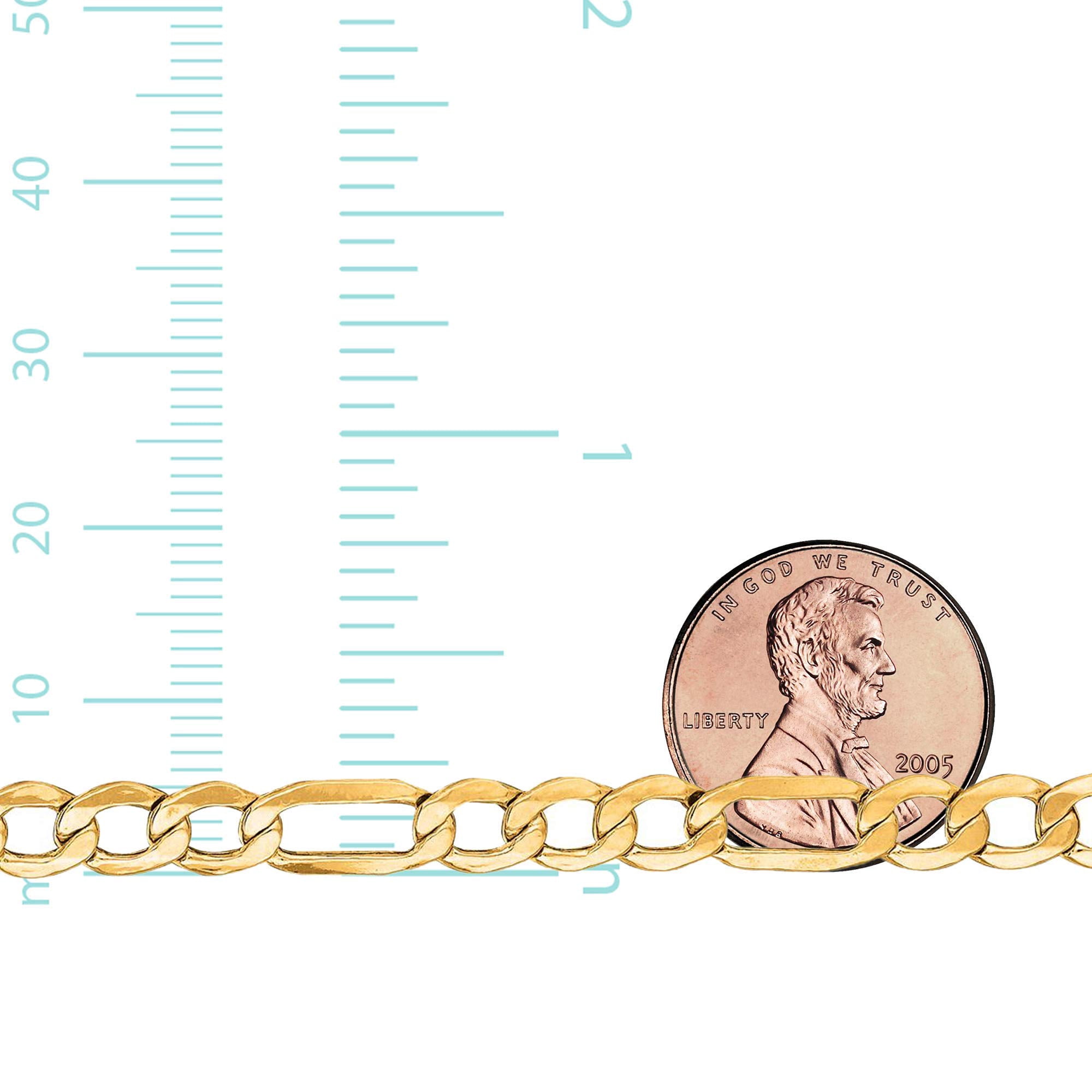 JewelStop 14k Semi-Solid Yellow Gold 5.4 mm Lite Figaro Bracelet 8.5 Inches Lobster Claw Clasp