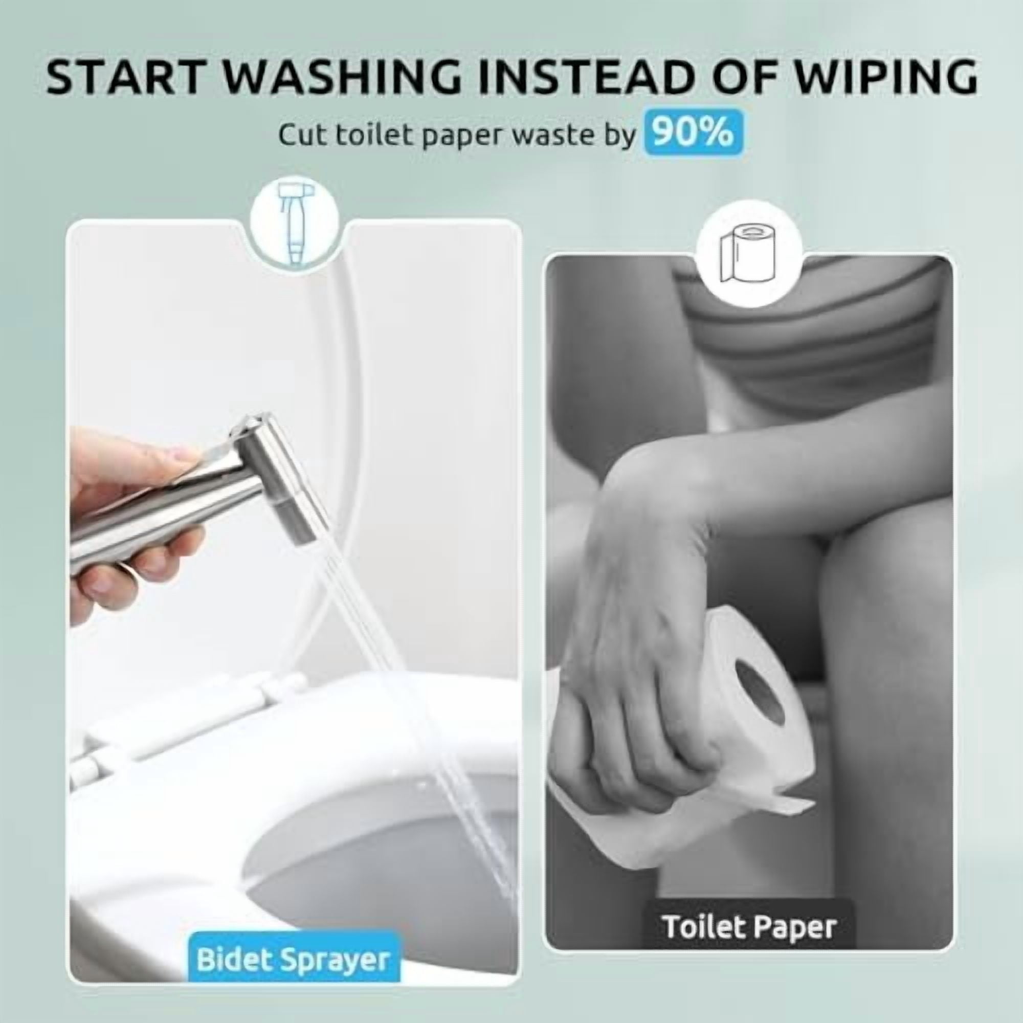 Handheld Bidet Sprayer for Toilet,  Jet Sprayer for Toilet Muslim Shower, Adjustable Water Pressure with Bidet Attachment for Toilet for Feminine and Baby Wash