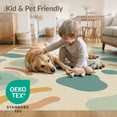 thumbnail image 4 of ODIKA 9'x12' Teal Abstract Waves Watercolor Washable Area Rug Modern Fluid Design With Shapes And Serene Wave Non-Slip, Chair-Friendly for Dining Room, Basement, Large Office, 4 of 7