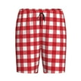 thumbnail image 4 of Naloa Red Checkboard Men's Short Pajama Pants, Lounge Comfort Shorts with Elasticized Waistband and Side Pockets - 4X-Large, 4 of 9