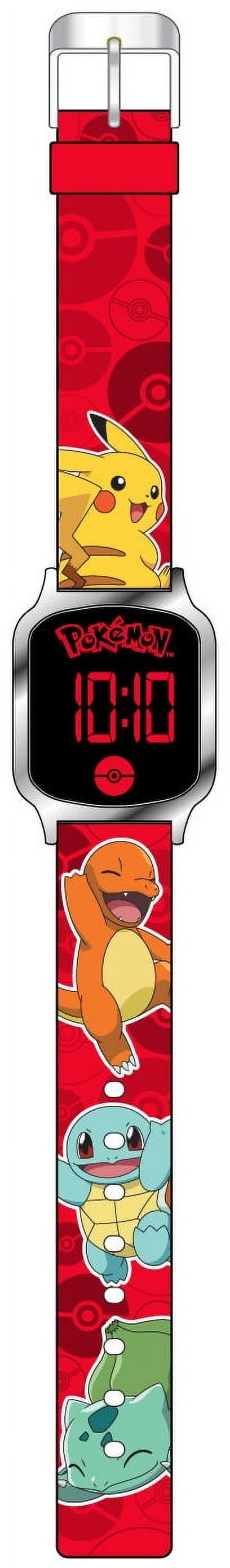 Pokémon Unisex Childrens LED Touch Screen Wristwatch with Metallic Silver Bezel and Silicone Strap (POK4255WM)