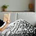 thumbnail image 3 of Geometric Soft Flannel Fleece Throw Blanket, Graphics Pixel with Little Squares Greyscale Modern Computer Pattern, Cozy Plush for Indoor and Outdoor Use, 50" x 60", Grey Dark Grey White, by Ambesonne, 3 of 5
