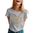 thumbnail image 1 of Cathalem Women Short Sleeve Shirts Slim Fit V Neck Ribbed Knit Basic Solid Color Tees Tops,Gray M, 1 of 5