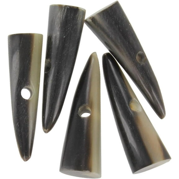 Armory Replicas Period Attire Medieval Horn Toggles - Natural Cow Horn, Hand Polished, Set of 5, Ideal for Shirts, Cloaks, Pants, Shoes, Pouches, and Leather Diaries