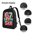 thumbnail image 4 of Women Ice Cream 67 School Bag for School and Travel, Six Seven 6 7 Two-Way Zippers Breathable Shoulder Straps, Backpack with Side Pocket 100 Day for School - Teen Unisex, 4 of 8