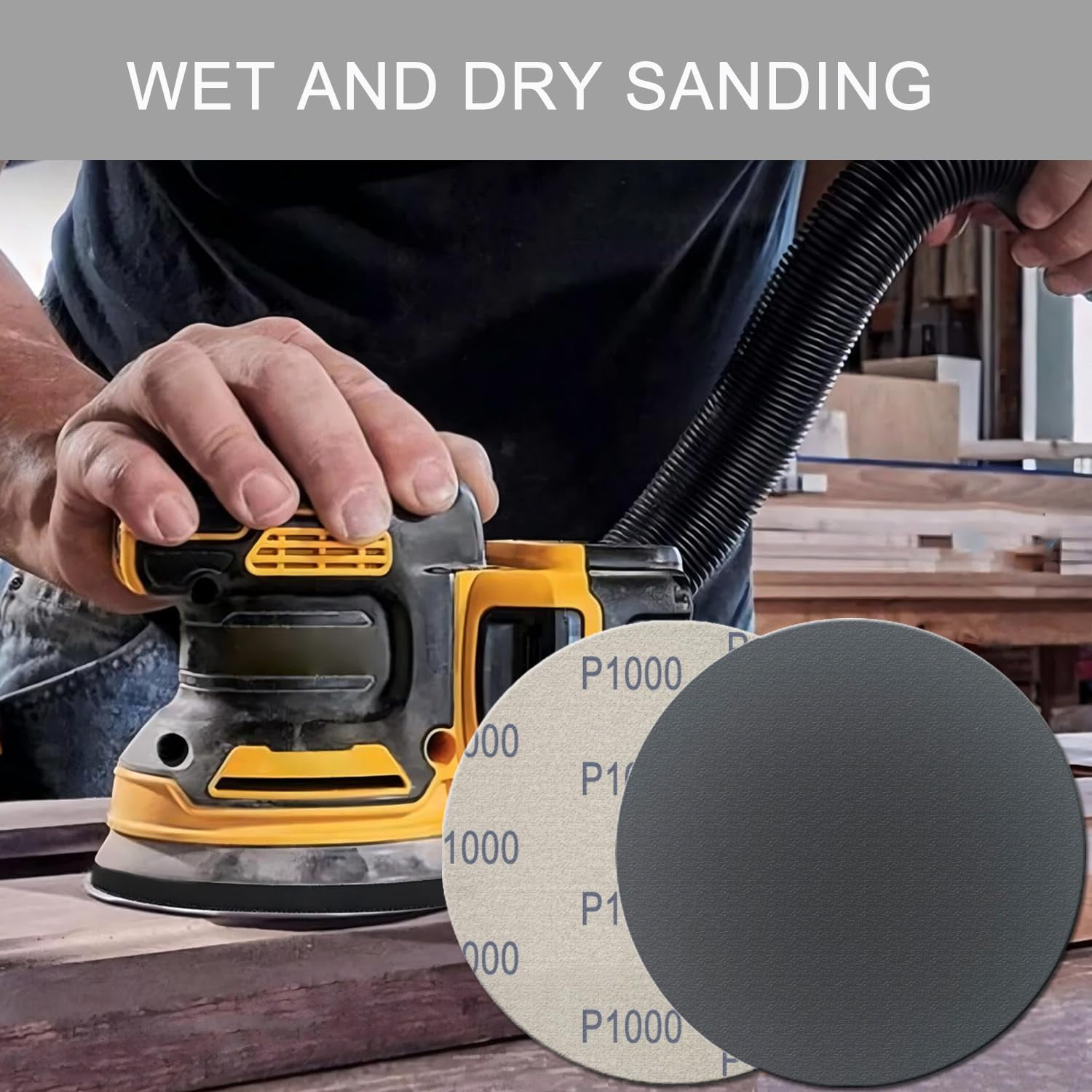 6 Inch 50 Pcs Wet Dry Sanding Discs Hook and Loop 1000 1500 2000 3000 5000 Assorted Grit Waterproof Sandpaper Silicon Carbide for Random Orbital Sander Automotive Wood Metal Polishing &