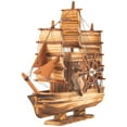 thumbnail image 4 of Sailboat Model Wooden Sailing Ship Ornament Mediterranean Nautical Boat Model, 4 of 8