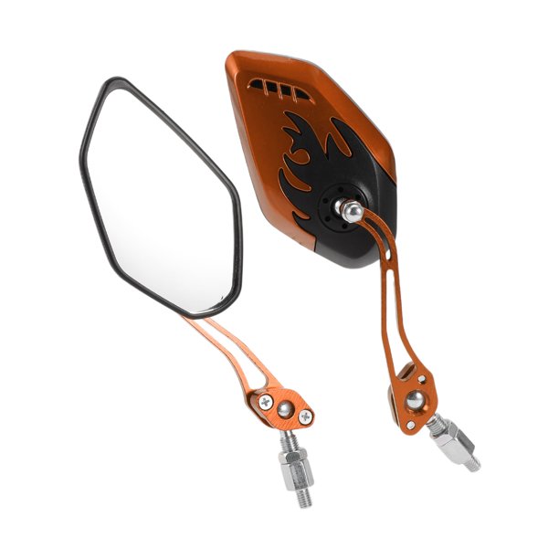 Espejos retrovisores universales ajustables para motocicleta Unique Bargains, 1 juego, negro y naranja, forma poligonal M8/M10