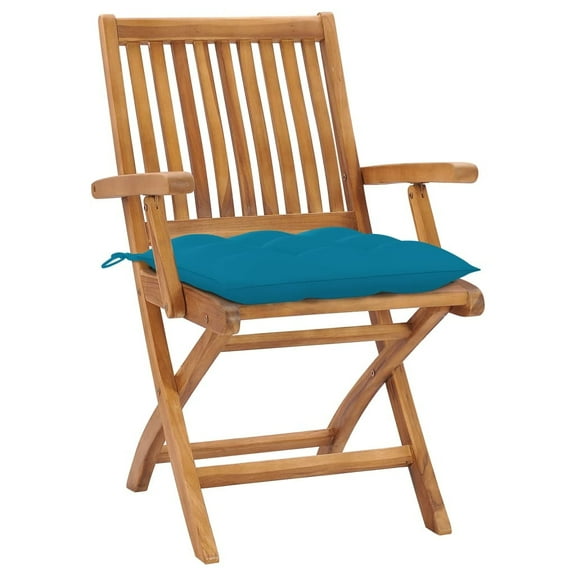 vidaXL Folding Patio Chairs with Cushions 4 pcs Solid Teak Wood