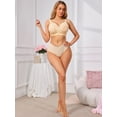 thumbnail image 2 of INSPIRE CHIC Women's Lace Front Zipper Closure Wireless Bra Push Up Full Coverage Lightly Padded Lingerie S Beige, 2 of 5