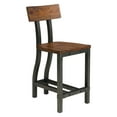 thumbnail image 3 of CoSoTower Rustic Brown And Gunmetal Finish Wooden Counter Height Chairs 2Pc Set Industrial Design Dining Furniture, 3 of 7